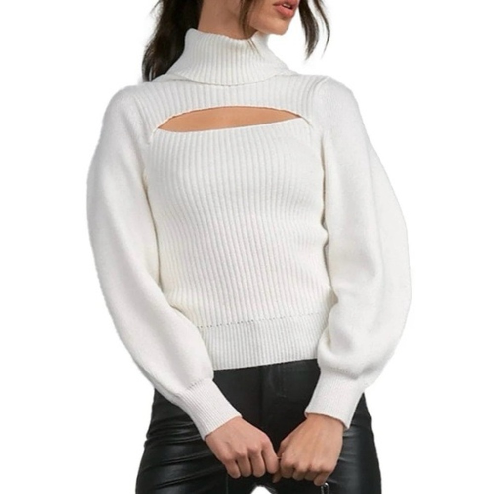 FINAL SALE Elan Cream Ribbed Knitwear